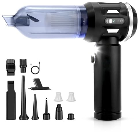 Citybee Mini aspirapolvere a mano a batteria senza fili – 25000Pa – Aspirapolvere portatile 4 in 1 con motore senza spazzole – 3 livelli aspirapolvere portatile nero per auto casa