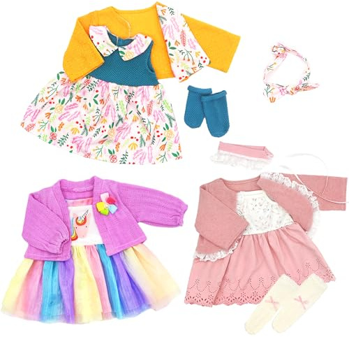 Puppenkleidung für 50-55 cm Baby Puppen mit Stirnband Mantel und Socken, 3er-Pack (Keine Puppe)