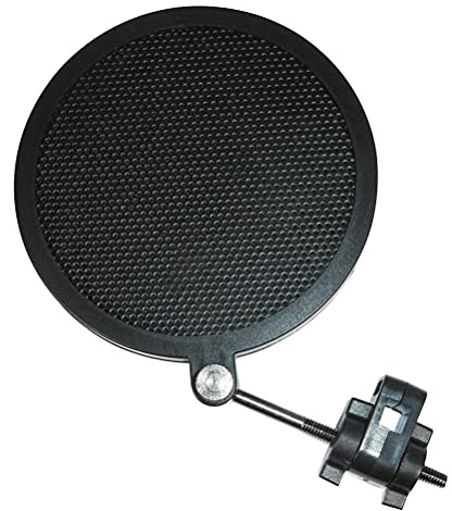 MAJORMENCH Microphone Mic Filter Shield Double-layer Iron Mesh Windscreen Cover in Black for Protecting Microphone from Spit and Filtering Hissing Sounds for Studio Recording