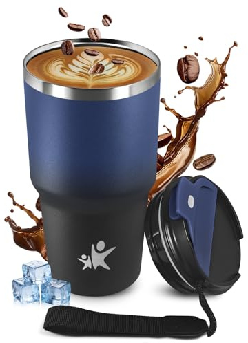 JAPORIA Termo 600ml, Termo in Acciaio Inossidabile con Doppia Pared Aislante, Riutilizzabile, Privo di BPA, Tazza Termica Portatile a Doppia Pared con Coperchio, per Ciclismo, Ufficio, Caffè