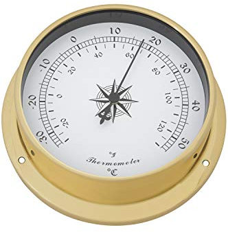 mare-me Thermometer Fenster rund Messing 11,5cm