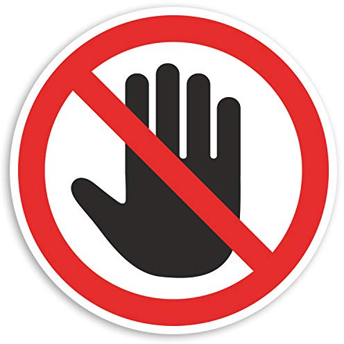 2 x 10cm Warning Stop No Entry Sign Vinyl Stickers - H&S Office Sticker #34081 (10cm Wide)