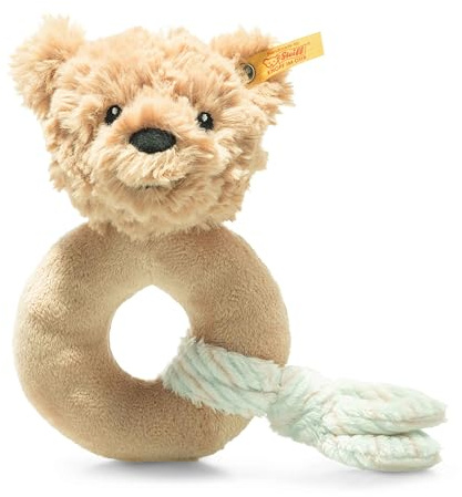 Steiff 242298 Soft Cuddly Friends Jimmy Teddybär Greifling - 14 cm - Kuscheltier für Babys - beige (242298), beige 61 g