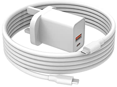 20W Dual USB-C Fast Charger Fit for iPad Pro, iPad 10th 11th Generation 2025, Air, Mini 6th 7th Gen, 11 12.9 13 Inch Charging Plug and Cable 1.8M