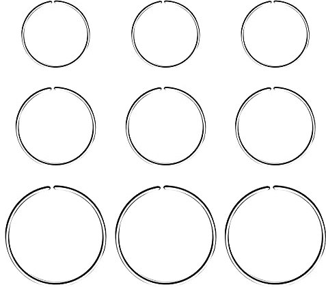 MiniY 9 Stück Edelstahl Nasenring Ring nahtlose runde Ohrringe durchbohrte Ohrringe Schmuck 3 Größen (Silber)