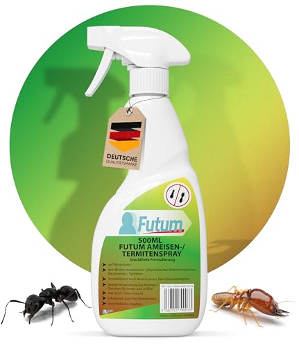 Futum 500ml Anti Ameisen Spray | mechanische Formel & Hochwirksam gegen Ameisen, Larven und Eier, für Innen- & Aussenbereich, Wasserbasis, fleckenfrei