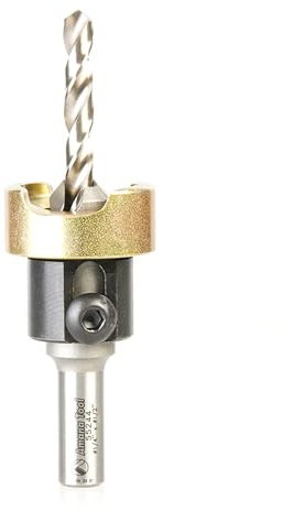Amana Tool 55244 Avellanador con punta de carburo sin quemaduras y sin marcas, tope de profundidad ajustable con BB sin empuje, taladro de 1/2 de profundidad x 1/4 de pulgada de profundidad x 10 mm