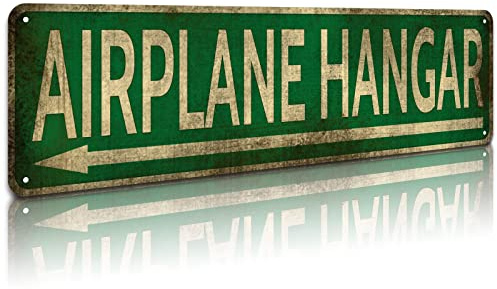 KooLL Blechschild mit Flugzeug-Hangar, schlankes Straßenschild, lustiges Metallschild, Wanddekoration für Schlafzimmer, Zuhause, Bar, Garage, Kunst, Geschenk, 10,2 x 40,6 cm | Lustiges Metallschild, Wanddekoration, Schlafzimmer, Zuhause, Bar, Garage, Kunst, Geschenk