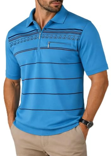Soltice Polo Shirts Herren Kurzarm, Blousonshirts, Gestreifte Polohemden mit Brusttasche aus Baumwoll-Mix (M bis 3XL)
