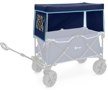 Berger Sonnendach für den Berger Bollerwagen, Dach Transportwagen │ Sonnensegel mit Gestänge und Seitenwänden zum Schutz gegen Regen & Sonne│ für Camping oder Kindertransport bei Wind & Wetter, blau