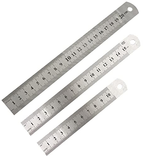 SULIUDAJI 3 Stück Edelstahl Lineale Stahlmaßstab Stahllineal Metall Metrisch Gerader Rand Lineal Doppelseitenskala Präzision Herrscher für Engineering, Lehre und Büro Zeichnungen