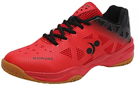 ZHENSI Chaussures De Badminton pour Hommes Étudiants Baskets D'extérieur Légères Respirantes Antidérapantes Volley-Ball Chaussures De Tennis,Rouge,43 EU