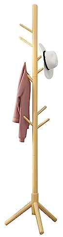 Porte-manteau sur pied en bois avec 8 crochets pour le couloir