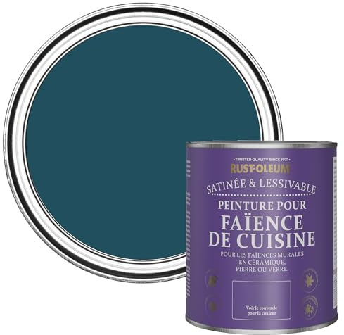 Rust-Oleum Blue Water-Resistant Kitchen Tile Paint in Satin Finish - Commodore Blue 750ml