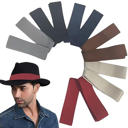 12 Stück Hutband Aussen, Cowboy-Hutbänder, elastisches Hutbandband, dehnbares Hutband, Ersatz-Hutband, verstellbares Hutband, Fedora-Hutband, Cowgirl-Hutband, Strohhutband, Western-Hutband