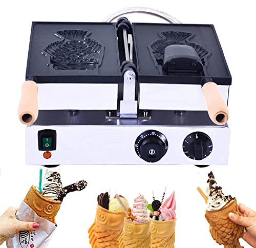 Macchina per Waffle per Torte a Forma di Pesce, gelatiera elettrica Commerciale, Padella Antiaderente in Acciaio Inossidabile e Temperatura Regolabile, Adatta per ristoranti e Uso familiare