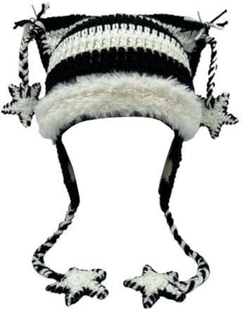 Cat Beanie Beanies Y2k Beanie Strickmütze Grunge Goth y2k Zubehör Häkelmützen für Damen