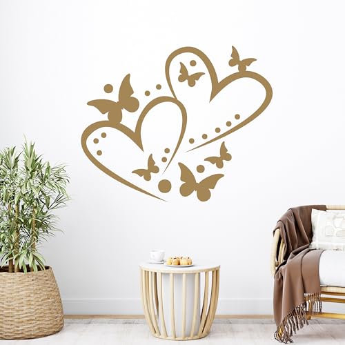 GRAZDesign Herz Wandtattoo mit Schmetterlinge Wandaufkleber für Wohnzimmer Schlafzimmer Kinderzimmer Flur - Wanddekoration - 37x30cm / weiss