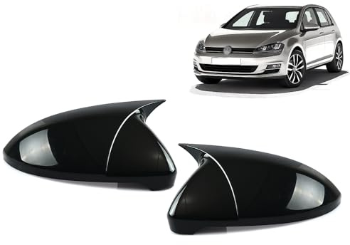ROBUST 2x Spiegelkappen Spiegelabdeckung Schwarz Glänzend für Volkswagen Golf Mk7 2012-2019