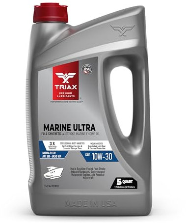 TRIAX Marine Ultra 10W-30 Vollsynthetisches 4-Takt-Motorenöl, Innen- und Außenbord, NMMA FC-W zertifiziert, 4,73 L (5 Quart)