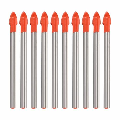10 Pieces 6mm Glass and Tile Drill Bit Set, Tungsten Carbide Drilling Tool for Ceramic, Mirror, Porcelain, and Marble