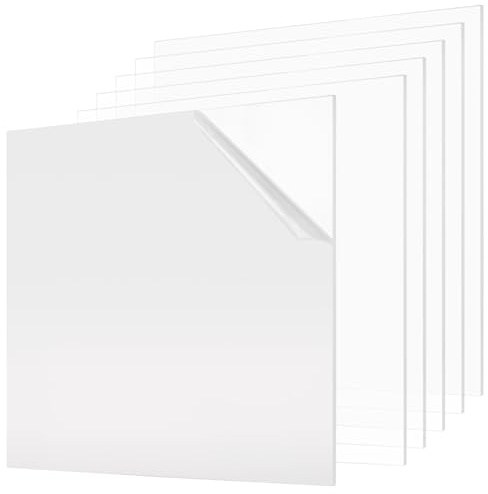 MANCHAP 6 PCS 6mm Clear Square Acrylic Sheets, 30 x 30cm Plastic Acrylic Panels Board for DIY Craft