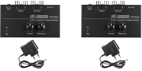 CENMEN 2X Preamplificador de Preamplificador de Fono Ultracompacto PP500 con Control de Volumen y Enchufe Europeo