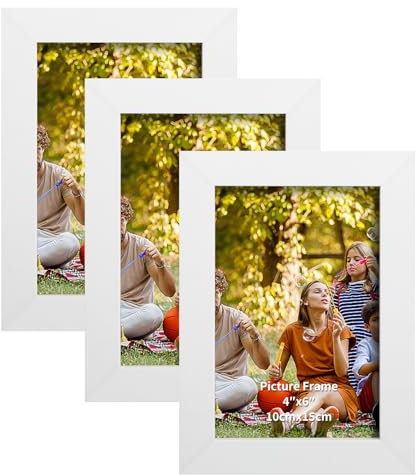 Hisdricus Set med 3 Fotoramar 10x15 cm - Pusselram - Träramar för Upphängning & Placering - Tavellist - Vita Ramar för Foton, Bilder, Affischer & Barnteckningar