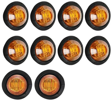 10 Pièces Ronde LED Ampoules Indicateurs 12V DC, Ampoule LED Voiture, Mini Feux de Position Latéraux Étanches, Feux Arrière, Feu de Gabarit, Éclairage de Dégagement pour Remorque, Camion, Bateau