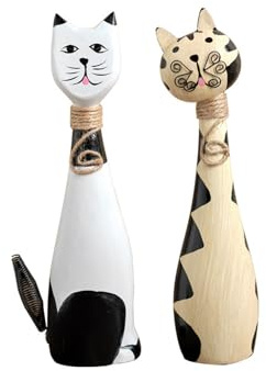 Tauzveok Holz Tier Deko Statue, Abstrakte Deko Skulpturen, Für Deko Schlafzimmer, Büro Dekoration, Geschenke Holzfigur Ornamente, Home Deko,Cats