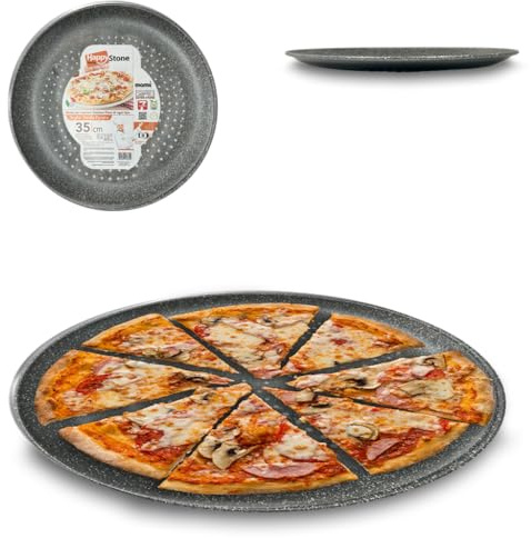 ARCA, Teglia Forata Rotonda 35 cm per Forno, Antiaderente e Adatta alla Lavastoviglie, Ideale per Pizza, Focacce e Altre Ricette, in Alluminio, Made in Italy