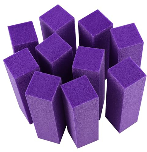 Beaupretty Bloques de Esponja para Limas de Uñas Púrpura 10piezas, Herramientas Portátiles para Manicura Diy, Pulido 120 Grit Adecuado para Uñas Postizas y Pedicura en Casa