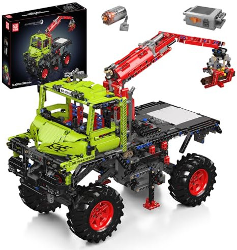 Mould King 17038 MOC Technik Ferngesteuerter Offroad-Kran-LKW Baustein-Bausatz, APP Baumaschinen-Modell zum Selberbauen Technologie Klemmbausteine Bausatz (2002+Teile)Kreative Bausteine für Erwachsene