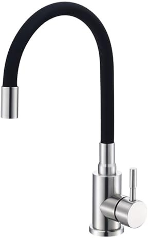 Flexible Robinet Cuisine, Robinet Evier de Cuisine, Mitigeur Evier, Robinetterie Mitigeur Rotatif 360°, Acier Inoxydable Robinetterie de Couler Noir, avec 2 Modes de Pulvérisatio