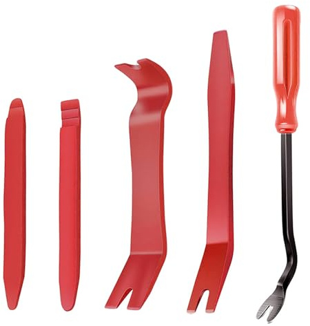 Maykafay Herramientas de Palanca para automóviles, 5 Piezas Herramientas Desmontaje Coche, para Desmontar Revestimientos Interiores de Automóviles, Rojo