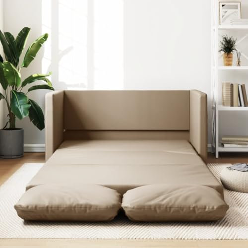 MOBCANT Bodensofa mit Schlaffunktion Cappuccino-Braun Kunstleder Sofabezug Couch Polstergarnitur Schlafcouch für Hotel Büro Wohnzimmer Wohnung