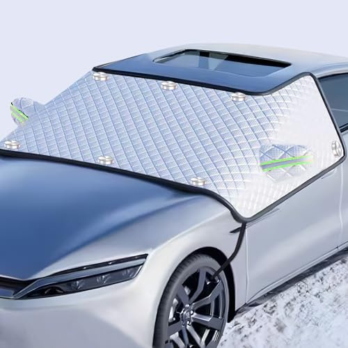 Maxee Frontscheibenabdeckung Winter, Windschutzscheibenabdeckung Auto 8 Magnet, Scheibenabdeckung Fixierung Faltbare Abdeckung Auto Frontscheibe Für Die Gegen, Schnee, EIS, Frost, UV