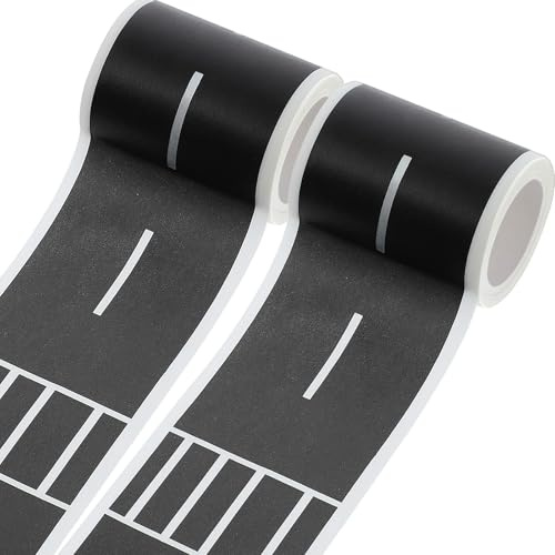 Heclia Straße Washi Tape 2 Rollen Fahrbahn-Klebeband abnehmbare Auto-Straßen-Klebeband-Aufkleber 45,7 m Rückstandsfrei Haftet auf Flachen Oder Gebogenen Oberflächen für Renn- und Party-Dekoration