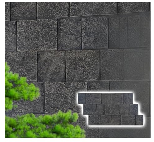 pannelli murali pannelli parete Pannelli Murali 3D In PU Per Ville/Cortile - Piastrelle Murali Impermeabili Nere 1 3 5 8 10 15 Pezzi - Rivestimento Murale 3D Effetto Pietra Finta(15 pcs)