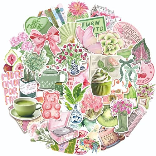 PRETTYSUNSHINE Kawaii Aesthetic Aufkleber 100 Stück, Graffiti Wasserfest Sticker für Laptop Journal Scrapbook Kindle Skateboard Fahrrad Auto Koffer Helm Motorrad