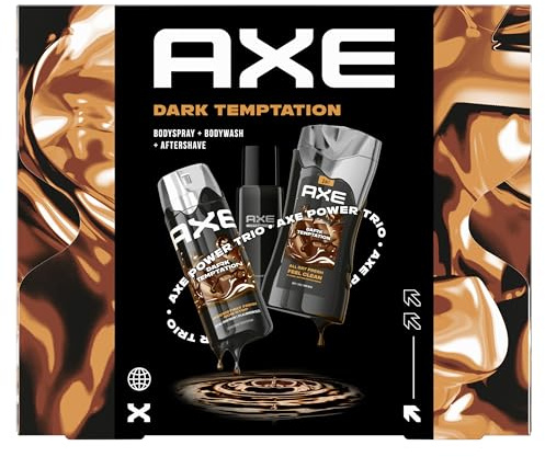 Axe Dark Temptation Gift Set with Body Spray, Shower Gel and Aftershave (150 ml + 250 ml + 100 ml)