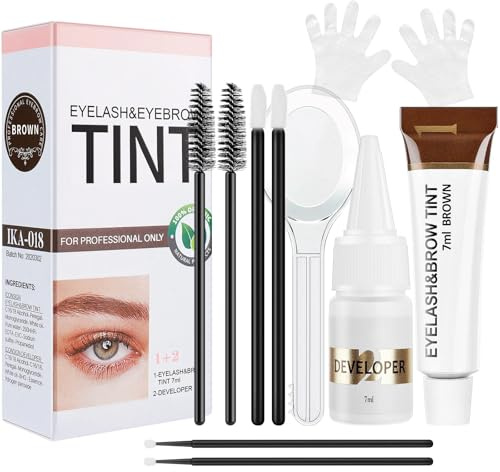 Eyelash and Eyebrow Color Kit 2-in-1, Safe Easy Use & Salon at Home, Wild & Natural Effect for Eyebrows Lashes, Professional Instant Lash Brow Coloring Set 7ml (Brown)
