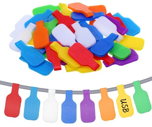 LXUEJIE 40 Stück Kabeletiketten Kabel, Wiederverwendbare Kabelbeschriftung Reißfest Etikettenaufklebern Beschreibbar Kabels Beschriftung zum Identifizierung Kabel Drähten (Laminierung, Löschbar)