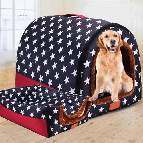 Extra Große Hundehütte Luxus Großer Hundezwinger XL Große Hundehütte Haus Bett Katze Höhle Haustierheim Für Große Mittlere Hunde Indoor Outdoor, K, XXL(92 * 68 * 72cm)