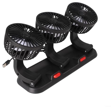 Ventilateur USB de voiture à trois têtes réglables, 12 V 24 V, compatible avec les camping-cars, SUV et camions