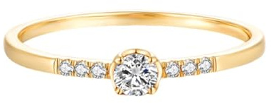 Epinki Gold 9K Solitärring Echt Gold Schmuck, Elegant Dünn Verlobungsring Labor Erstellt Diamant 0.12ct (Rundschliff, Weiß), Moissanit Ring Au 375, Gr.56 (17.8)