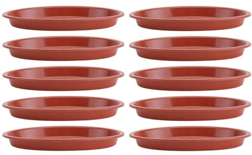SEWACC Ovale Blumentopf Untersetzer aus Robustem Kunststoff 10 Stück Rot Pflanztopf Auffangschalen für Bonsai und Zimmerpflanzen Wasserfest und Bodenschützend