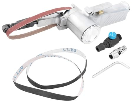 Levigatrice pneumatica a nastro da 10 mm, levigatrice, smerigliatrice, di grado professionale, manico ergonomico, design compatto, per la lavorazione del legno, lucidatura dei