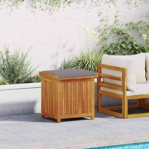 HUAKEHOM Outdoor-Kissenbox Kissenbehälter Aufbewahrungsbox Outdoor Kissenbox Holzkissenbox Gartenbox 60x50x61 cm Massivholz Akazie