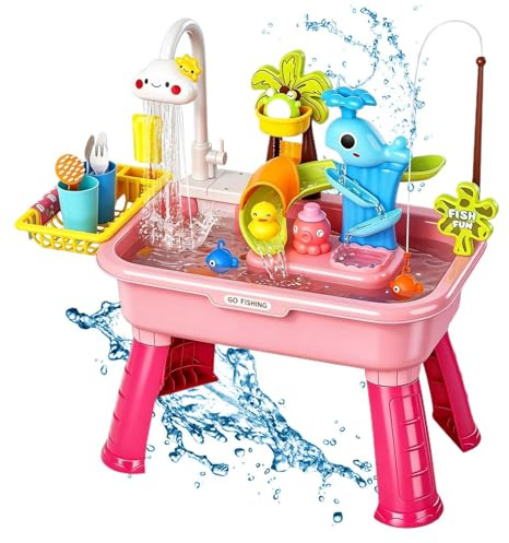 Play Sink | Electric Funny Wahle Activity Table Faucet Slide,Play Kitchen Toys - for Boys Girls Home Backyard Daycare Nursery Preschool Kindergarten